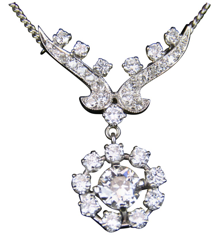 Art Deco Diamond and White Gold Pendant For Sale