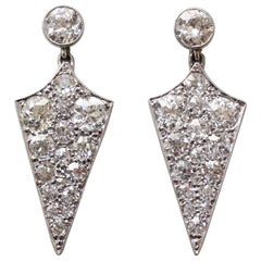 Art Deco Diamond and White Gold Shield Earrings