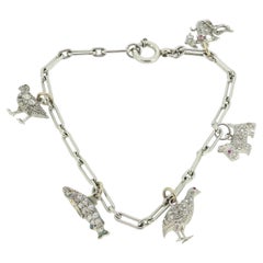 Art Deco Diamant-Tier-Charm-Armband mit Diamanten