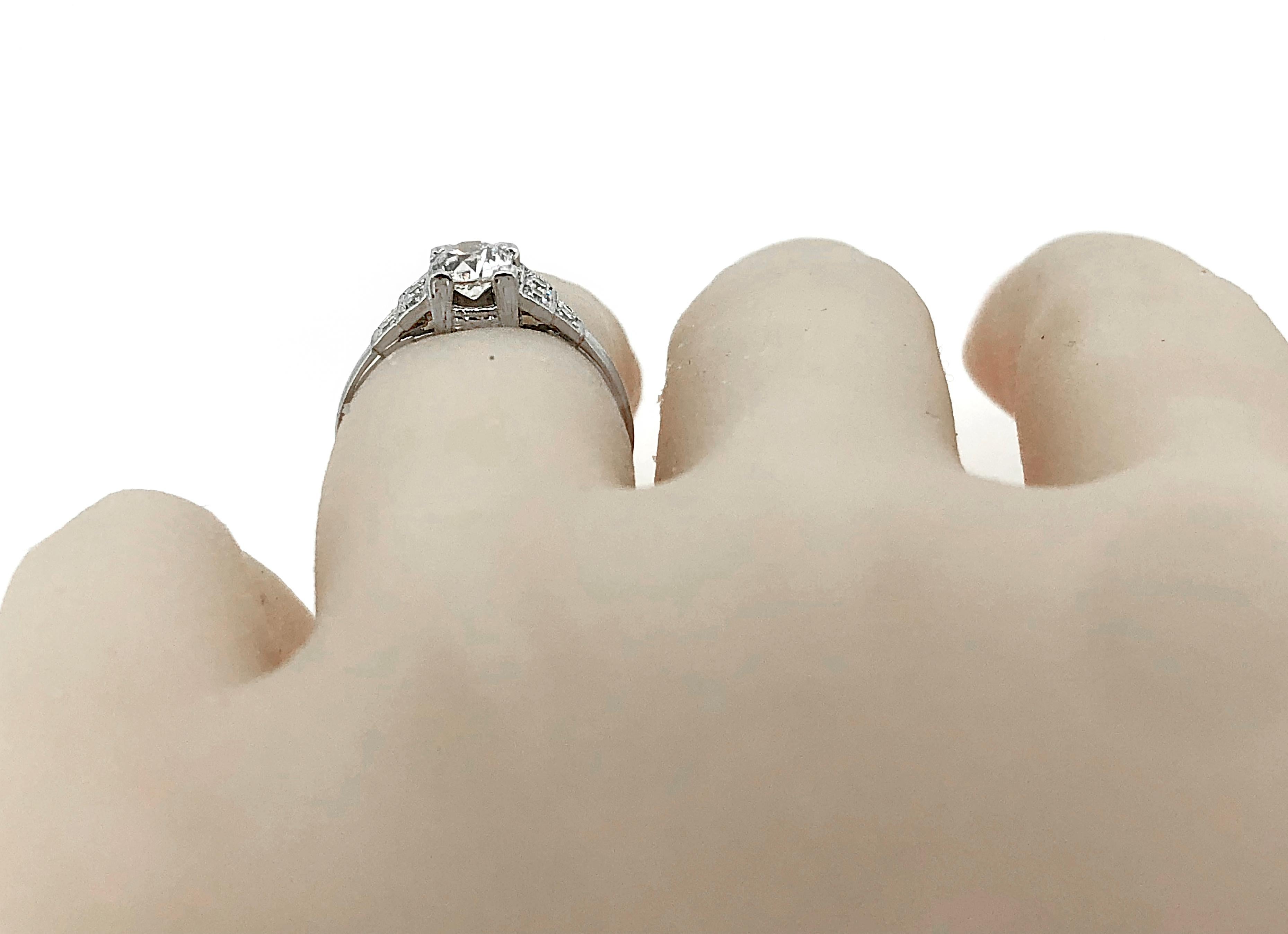 Art Deco Diamond Antique Engagement Ring .47 Carat Platinum Whitehouse Brothers 1