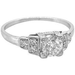 Art Deco Diamond Antique Engagement Ring .47 Carat Platinum Whitehouse Brothers