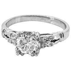 Art Deco Diamond Antique Engagement Ring .50 Carat Diamond and White Gold Art Deco Diamond Antique Engagement Ring .50 Carat Diamond and White Gold