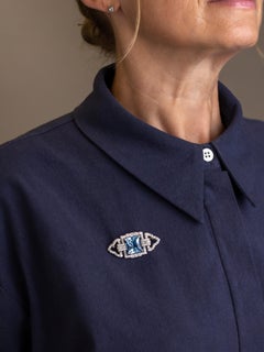 Art Deco Diamond & Aquamarine Brooch Pin by Kohn