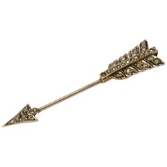 Art Deco Diamond Arrow Jabot Pin Brosche in Platin und 18 Karat Gelbgold