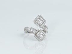 IGI Certified 1.2tcw Baguette Diamond Cluster Engagement Ring in 18K White Gold