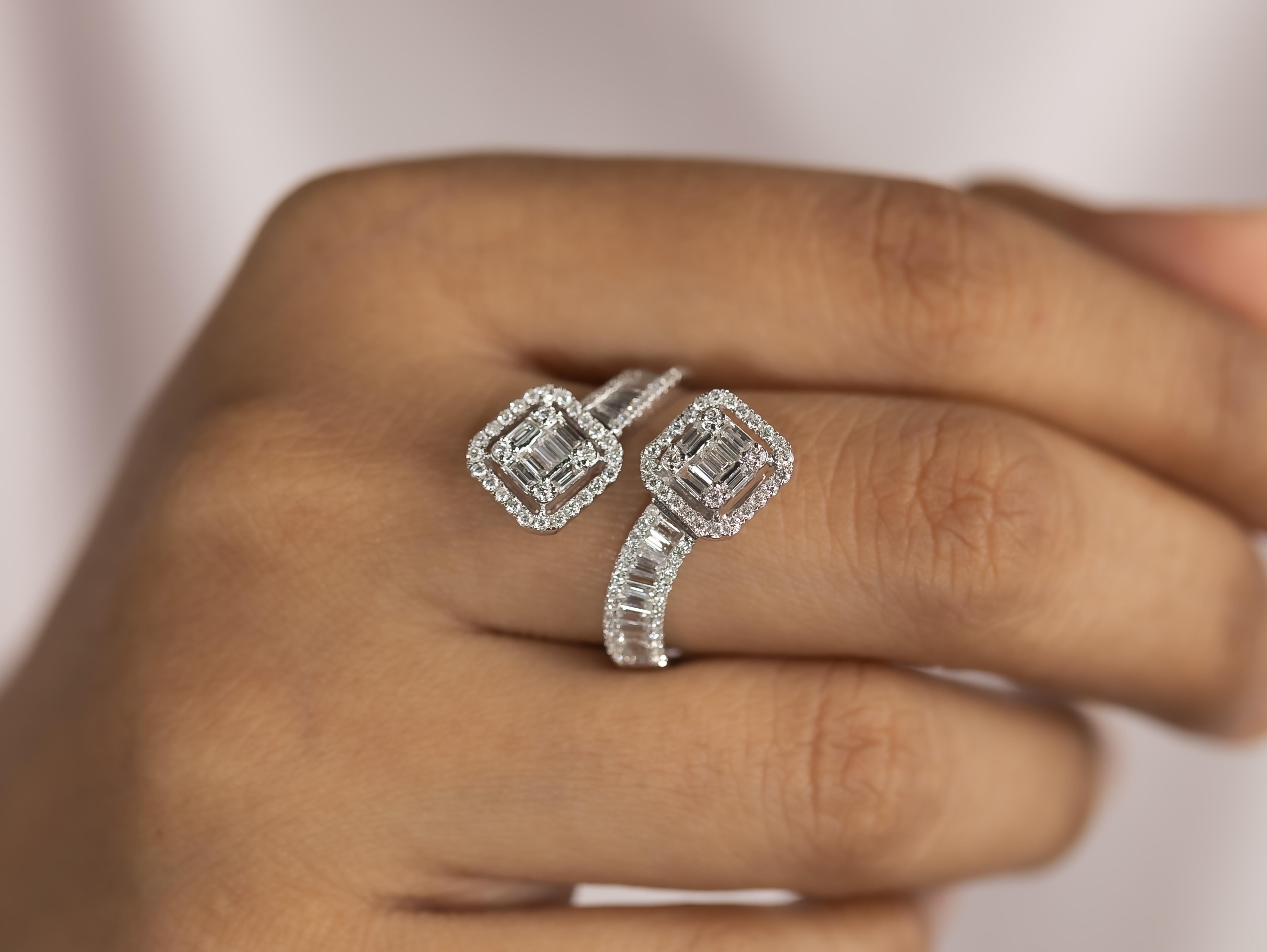 Art Deco Diamond Baguette Cut Illusion Setting, 1.2TCW F VS Natural Diamond Ring For Sale 1