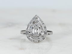 IGI Certified 0.80tcw Natural Diamond Pear-Shaped Double Halo Engagement Ring