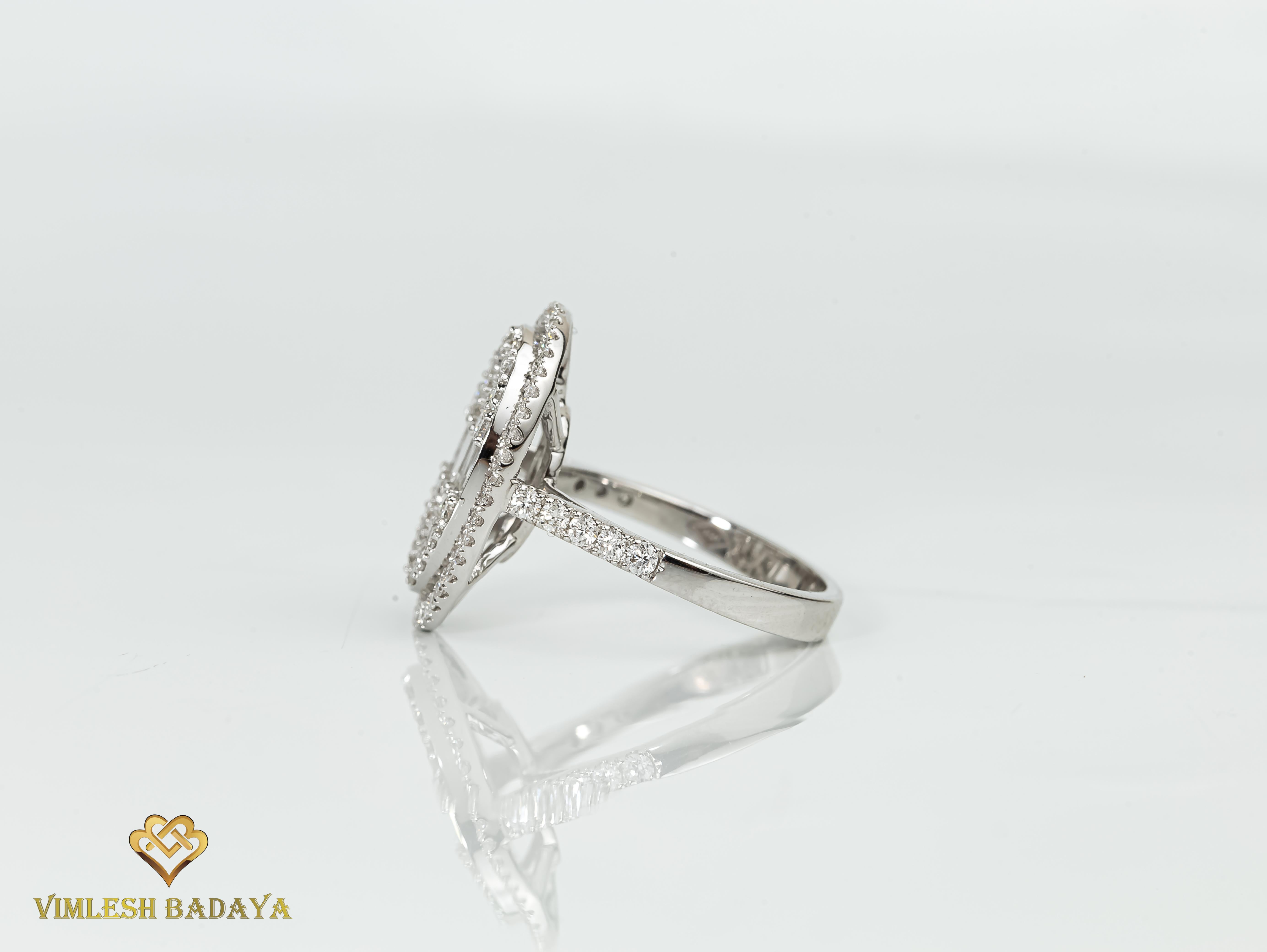 Women's Art Deco Diamond baguette cut ring illusion Setting, 1.6TCW E F VS Diamond Ring For Sale