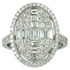 Statement Baguette Diamond Halo Ring – 1.6 Carats, Art Deco Design in 18K Gold
