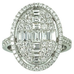 Art Deco Diamantring mit Baguetteschliff und Illusion, 1,6TCW E F VS Diamantring