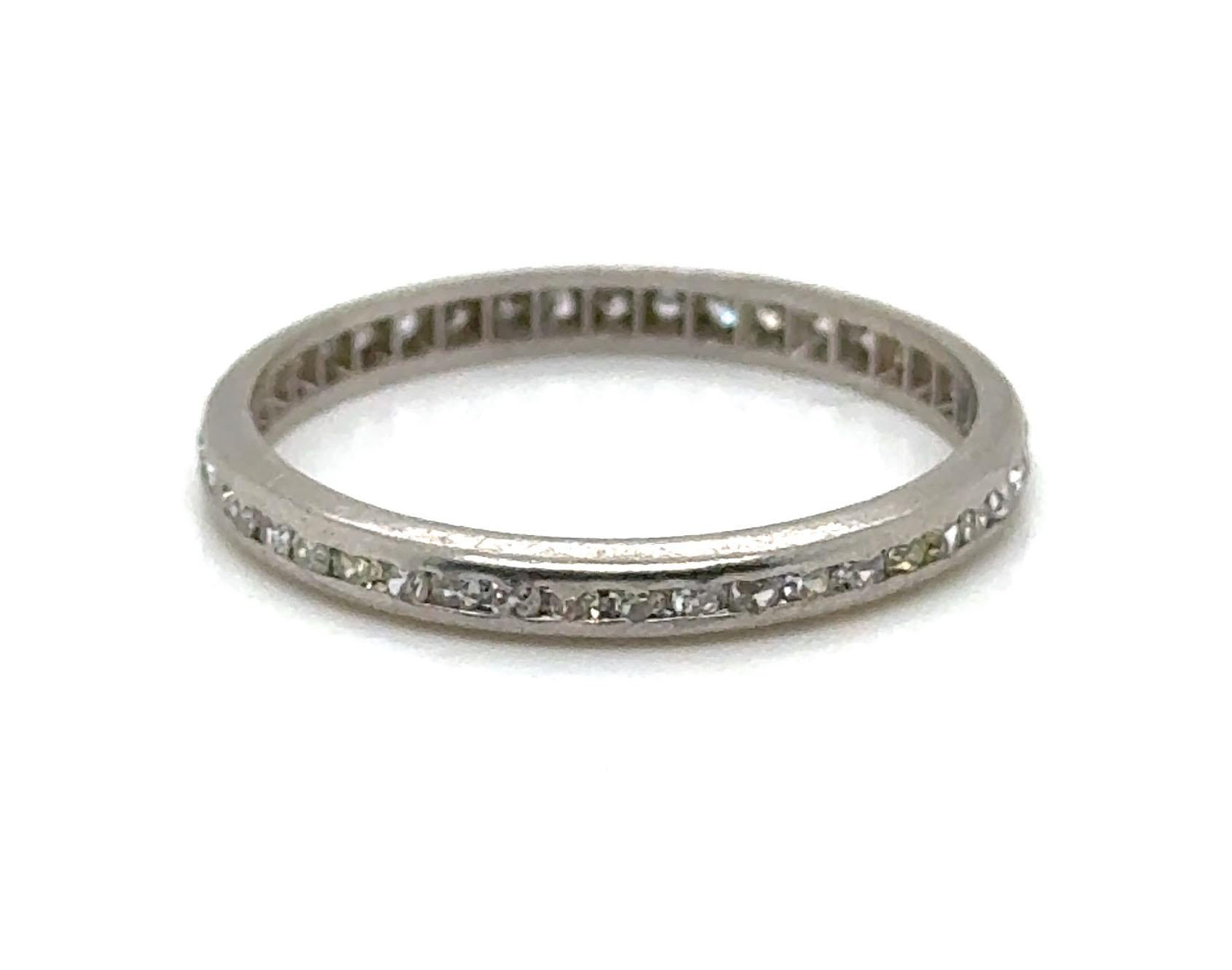 Round Cut Deco Genuine Antique Diamond Band .75ct Single Cuts Dated 12-13-35 Platinum Ring For Sale