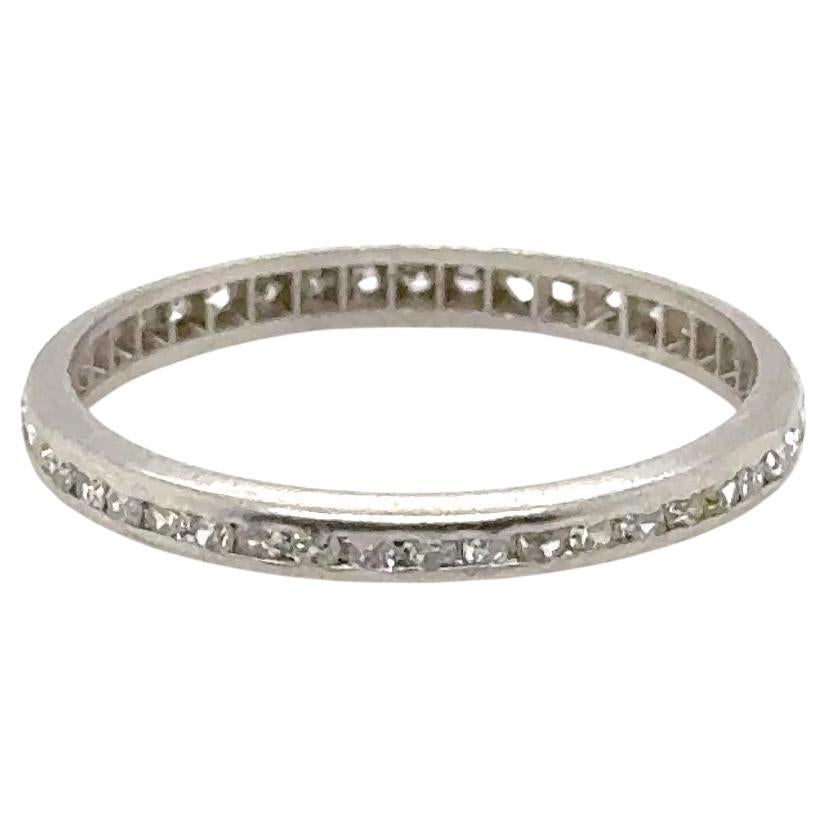 Deco Genuine Antique Diamond Band .75ct Single Cuts Dated 12-13-35 Platinum Ring For Sale