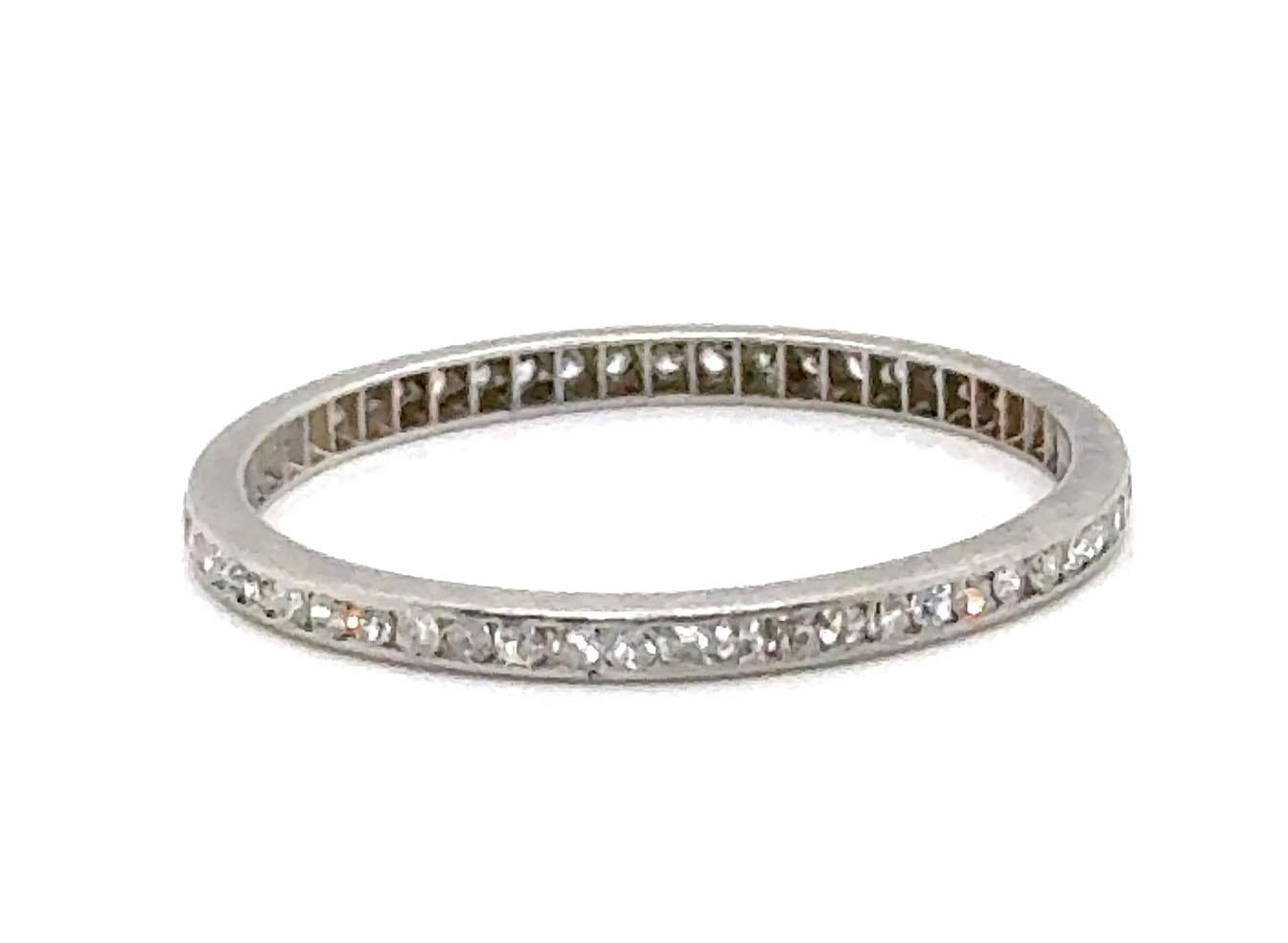 Art Deco Diamond Band .75ct Single Cuts Genuine 1930s Platinum Ring In Excellent Condition For Sale In Dearborn, MI
