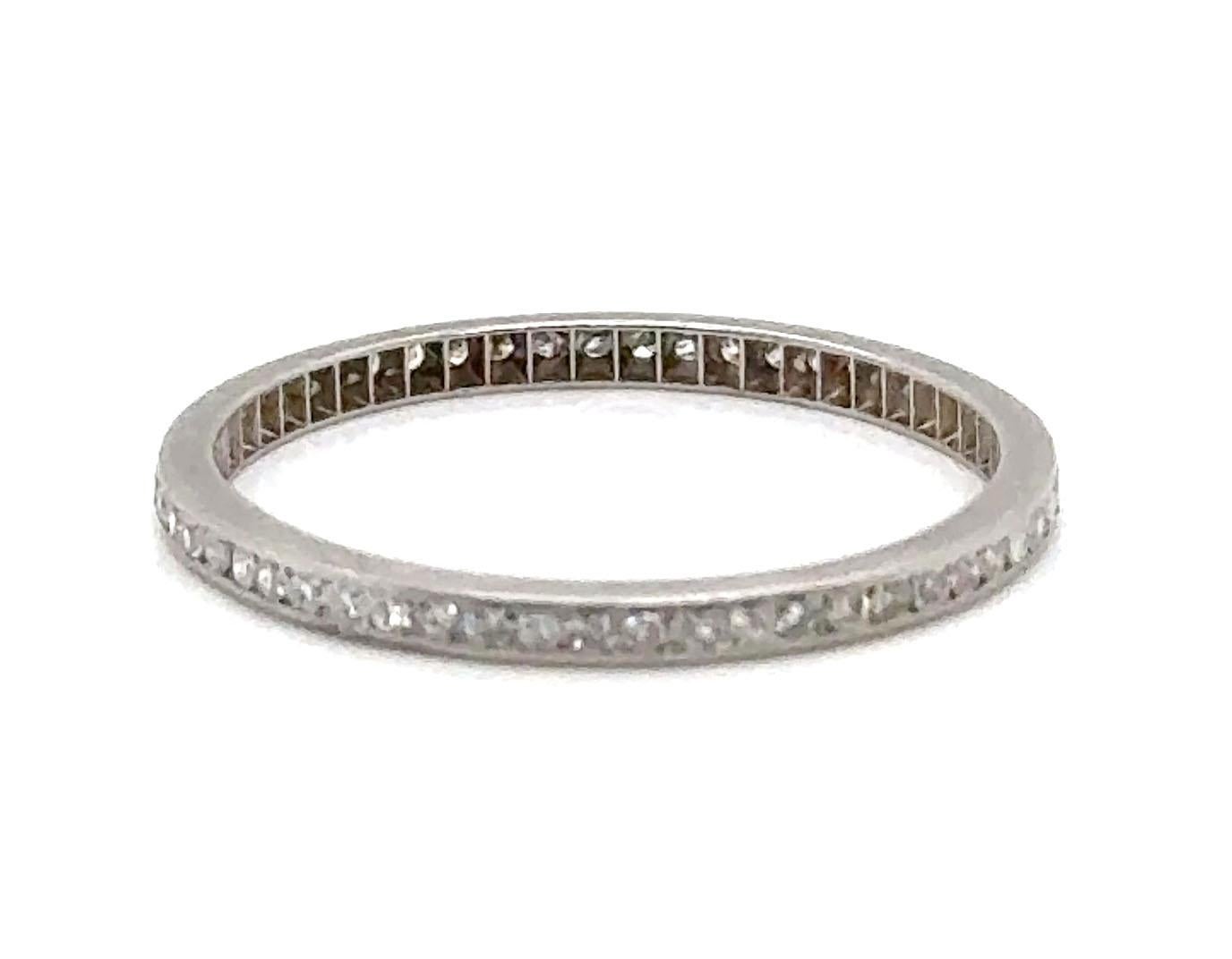 Women's Art Deco Diamond Band .75ct Single Cuts Genuine 1930s Platinum Ring For Sale