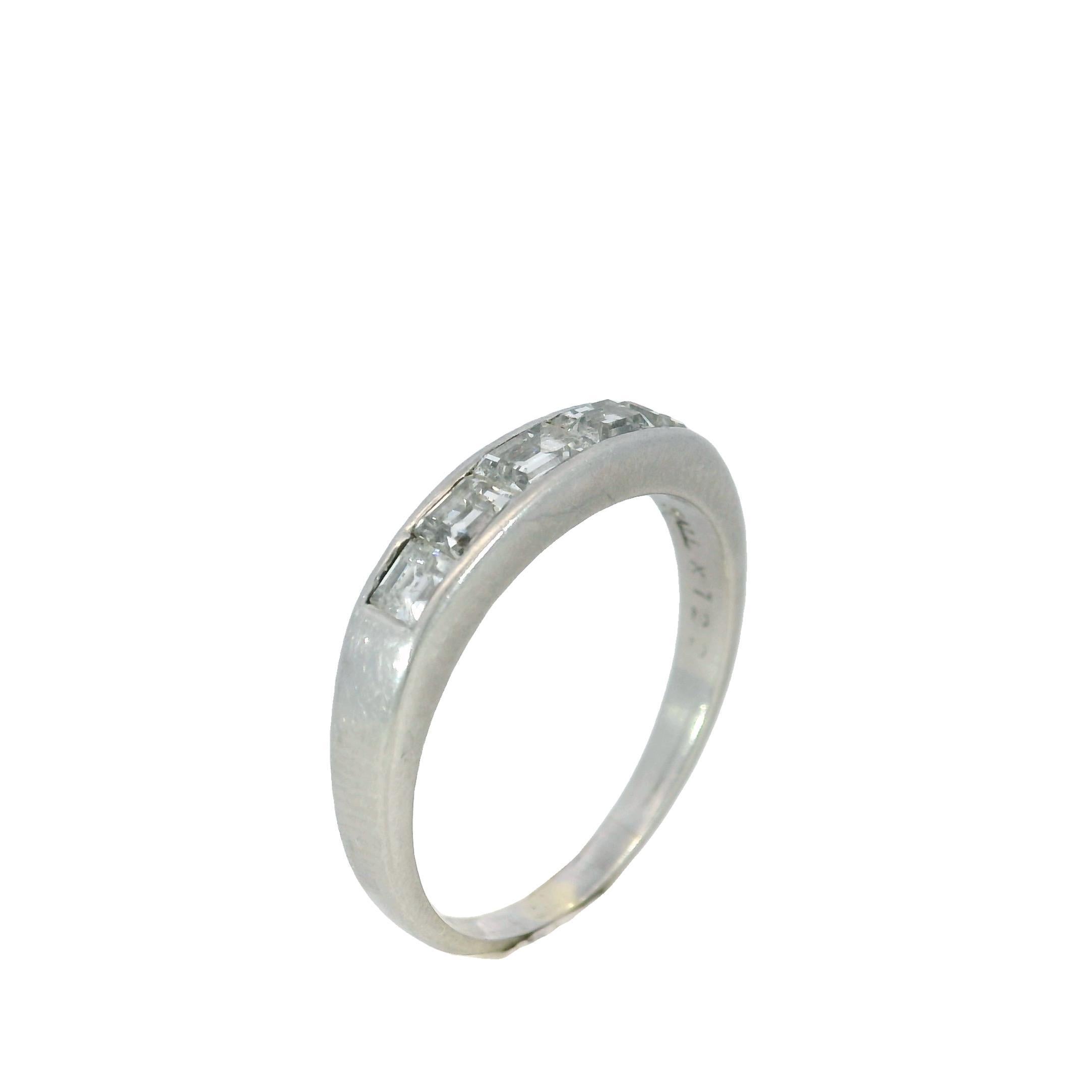 Women's or Men's Art Deco Diamond Band Half Eternity Stacker Palladium ~1.22ctw For Sale