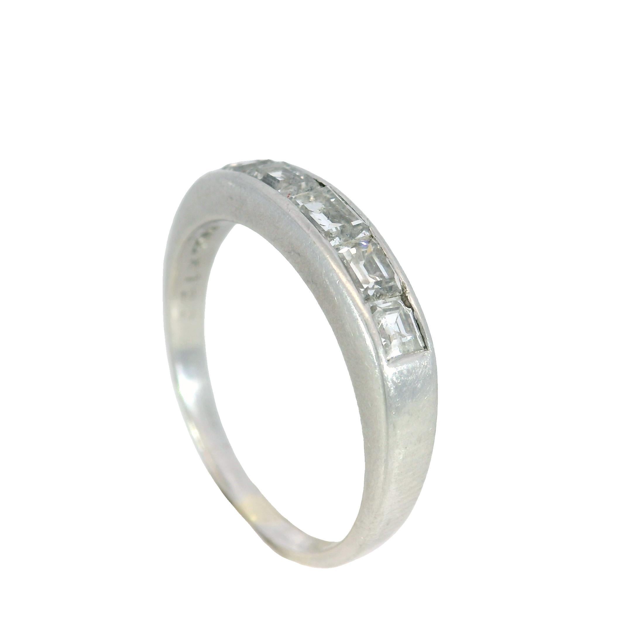 Art Deco Diamond Band Half Eternity Stacker Palladium ~1.22ctw For Sale 4