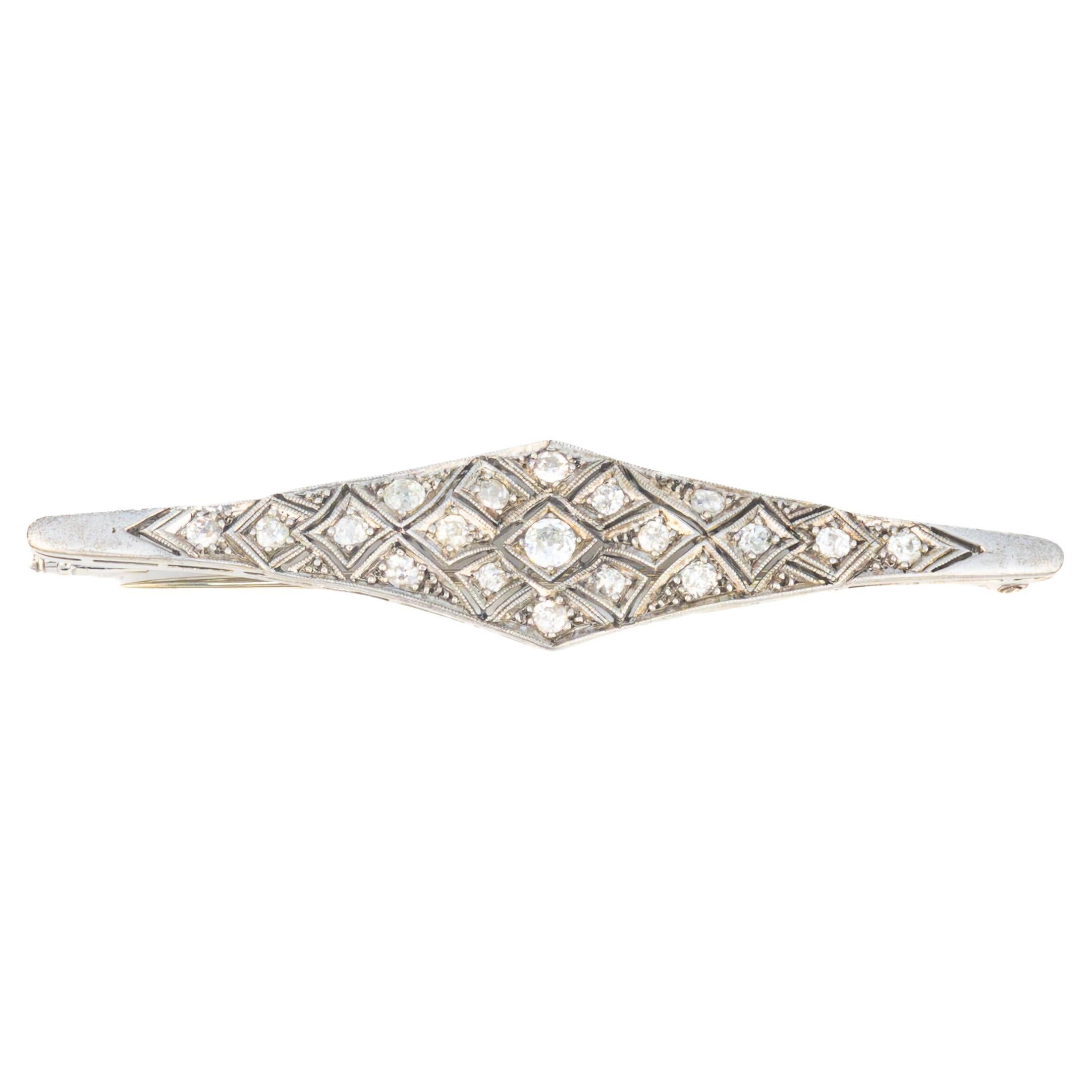 Art Deco Diamond Bar Brooch in Platinum