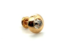 Art Deco Diamond Bezel Single Stud Earring 14K Mined Old Euro 1920 NOS Screwback