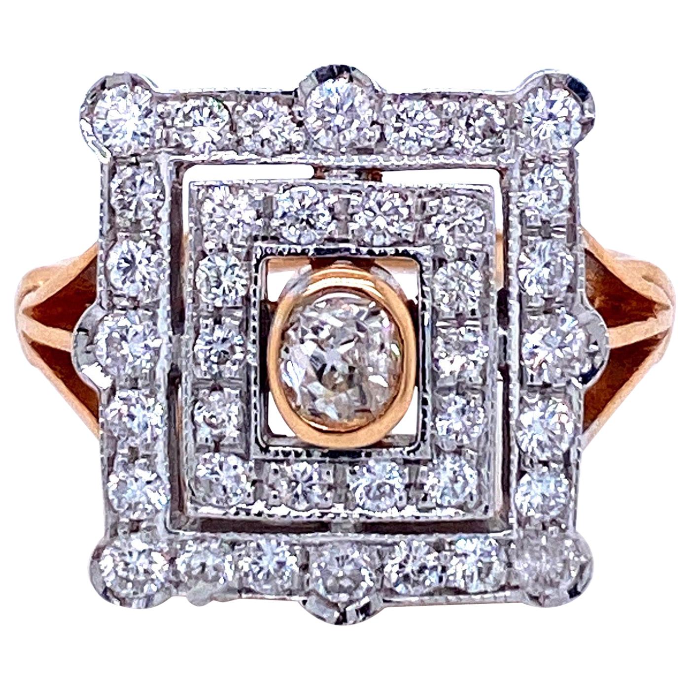 Art Deco Style Gold Diamond Ring at 1stDibs