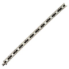 Art Deco Diamond Black-Onyx Platinum Bracelet, Circa 1930