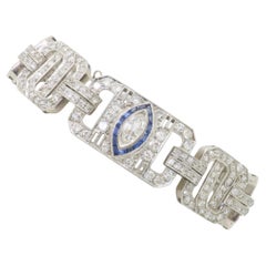 Art Deco Diamond & Blue Sapphire bracelet made in Platinum