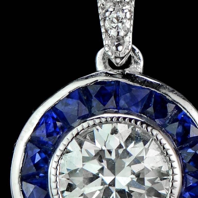 Diamond Blue Sapphire Set Pendant and Stud Earrings 5