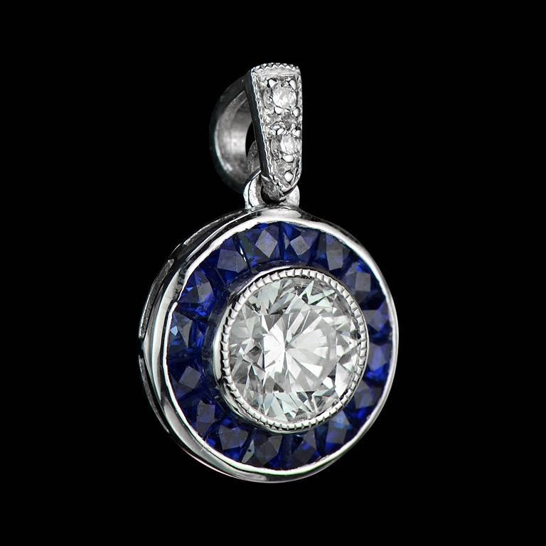 Diamond Blue Sapphire Set Pendant and Stud Earrings 3