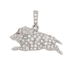 Antique Art Deco Diamond Boar Pendant, circa 1920s