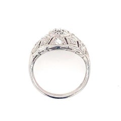 Art Deco Diamond Bombe Platinum Ring, circa 1920s