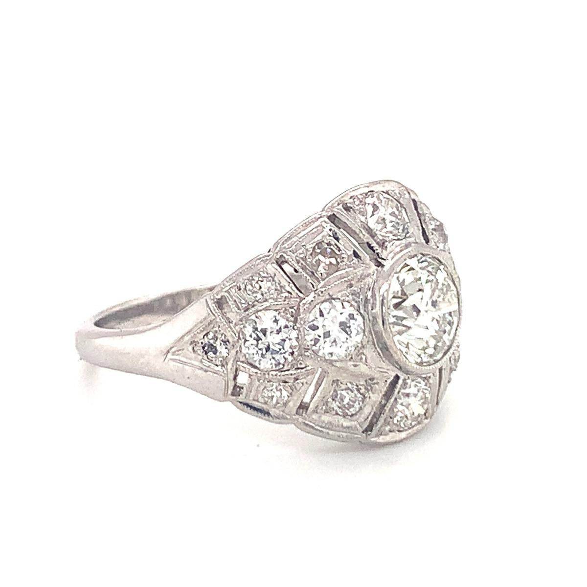 Art Deco Diamond Bombe Platinum Ring, circa 1920s In Good Condition For Sale In Beverly Hills, CA