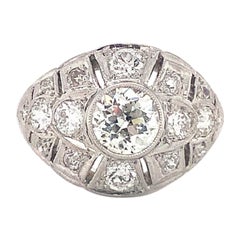 Art Deco Diamond Bombe Platinum Ring, circa 1920s