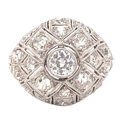 Anello Art Déco in platino con diamante a forma di bombe, anni '20 circa