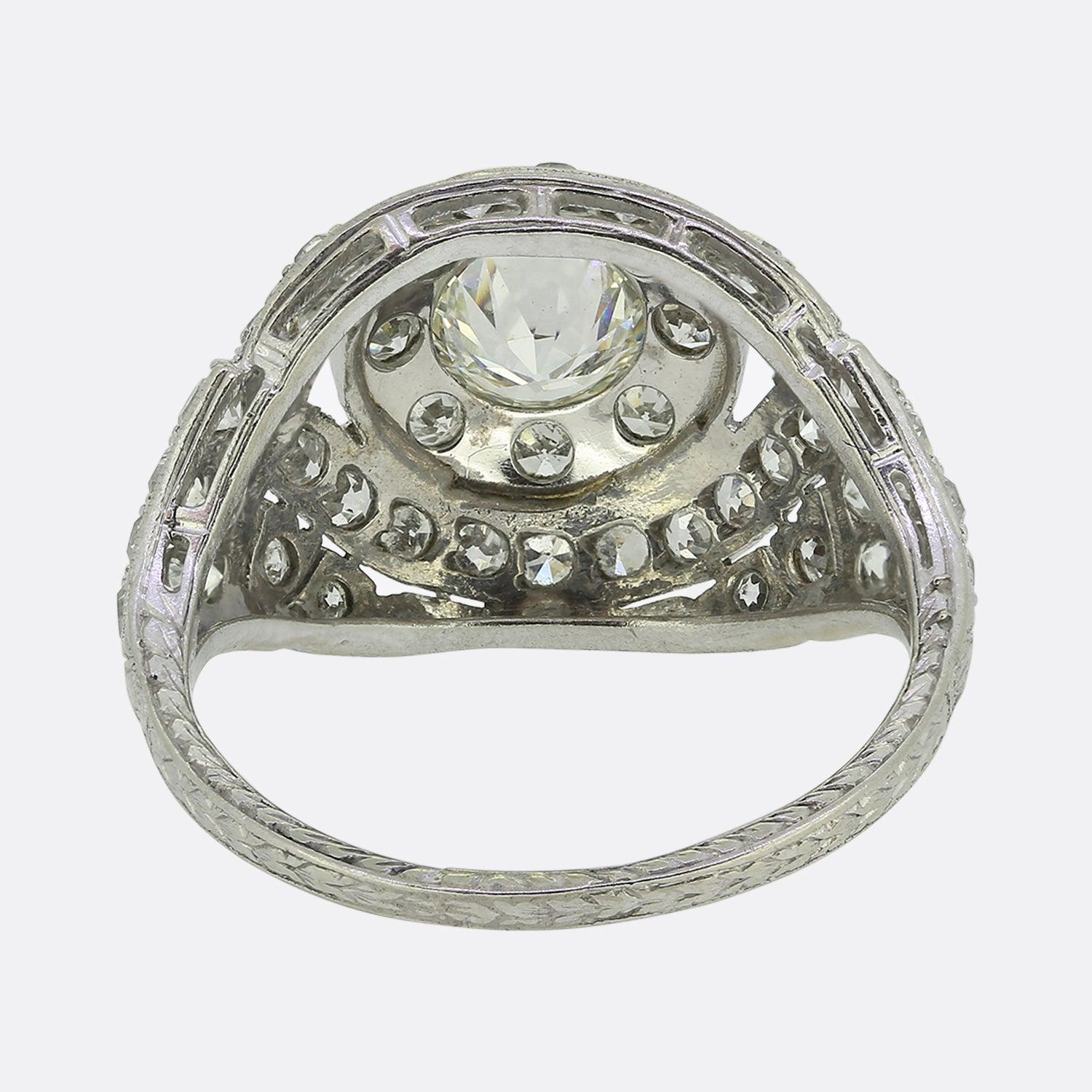 Art Deco Diamond Bombe Ring In Good Condition In London, GB