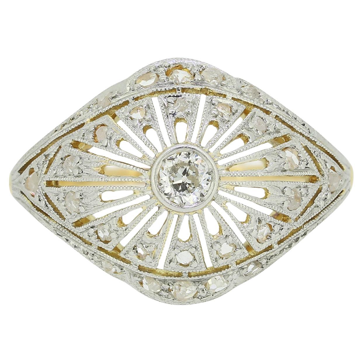 Art Deco Diamond Bombe Ring For Sale