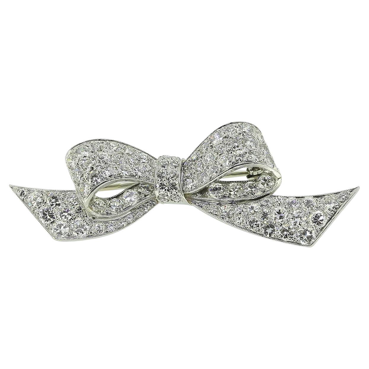 Spilla con fiocco di diamanti Art Deco in vendita