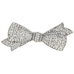 Art Deco Diamond Bow Brooch with 6.00 Carat
