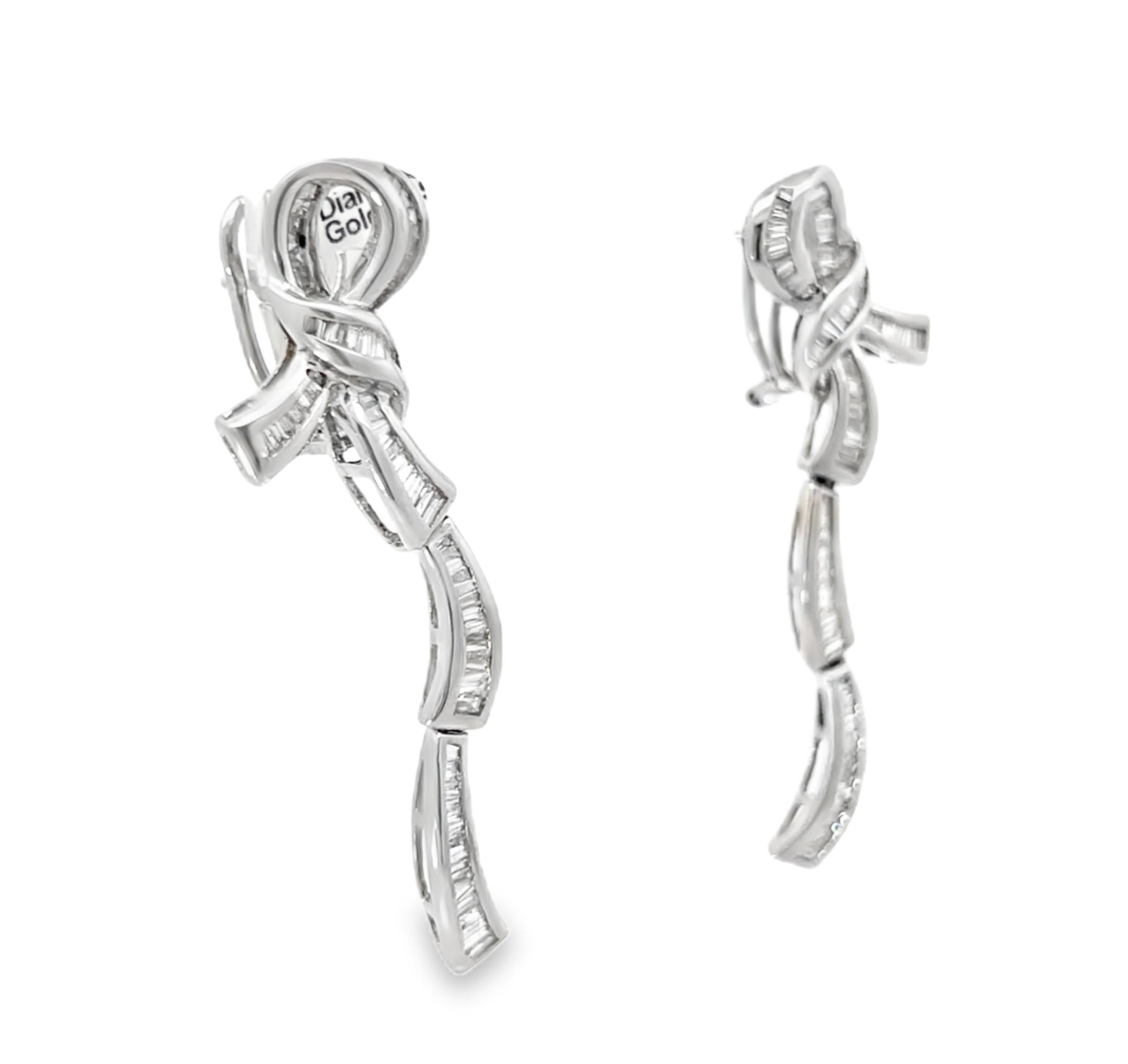 Men's Art Deco Diamond Bow Lever-Back Drop Earrings For Sale