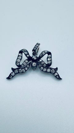 Art Deco Diamond Bow Tie Pendant Necklace, Unisex, Antique Design