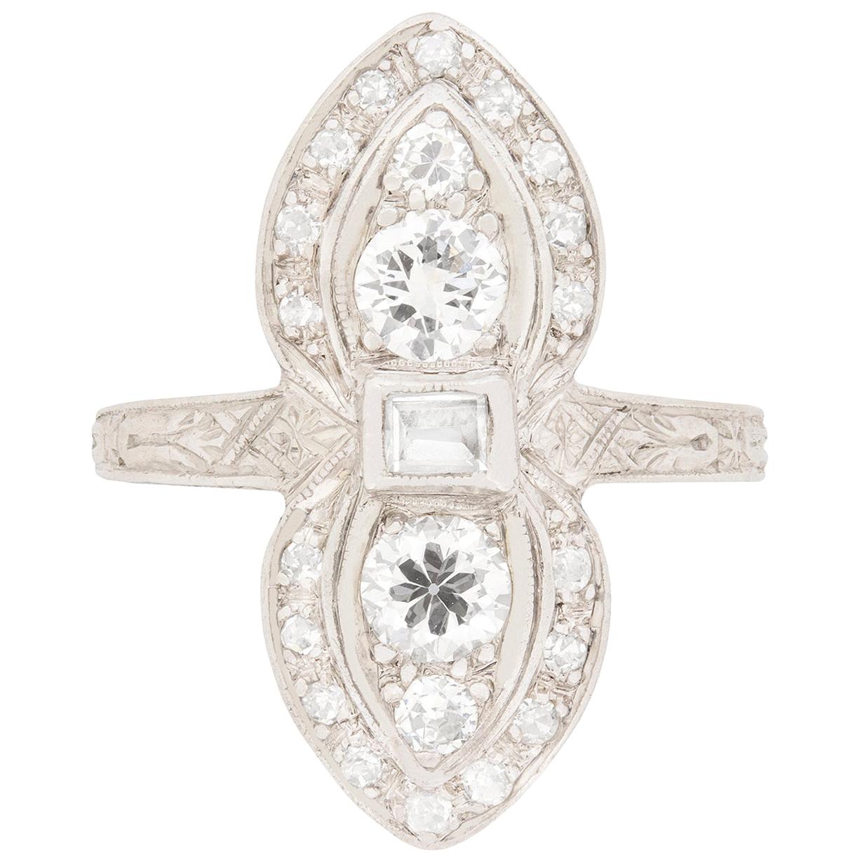 Art Deco Diamond Bowtie Pattern Ring