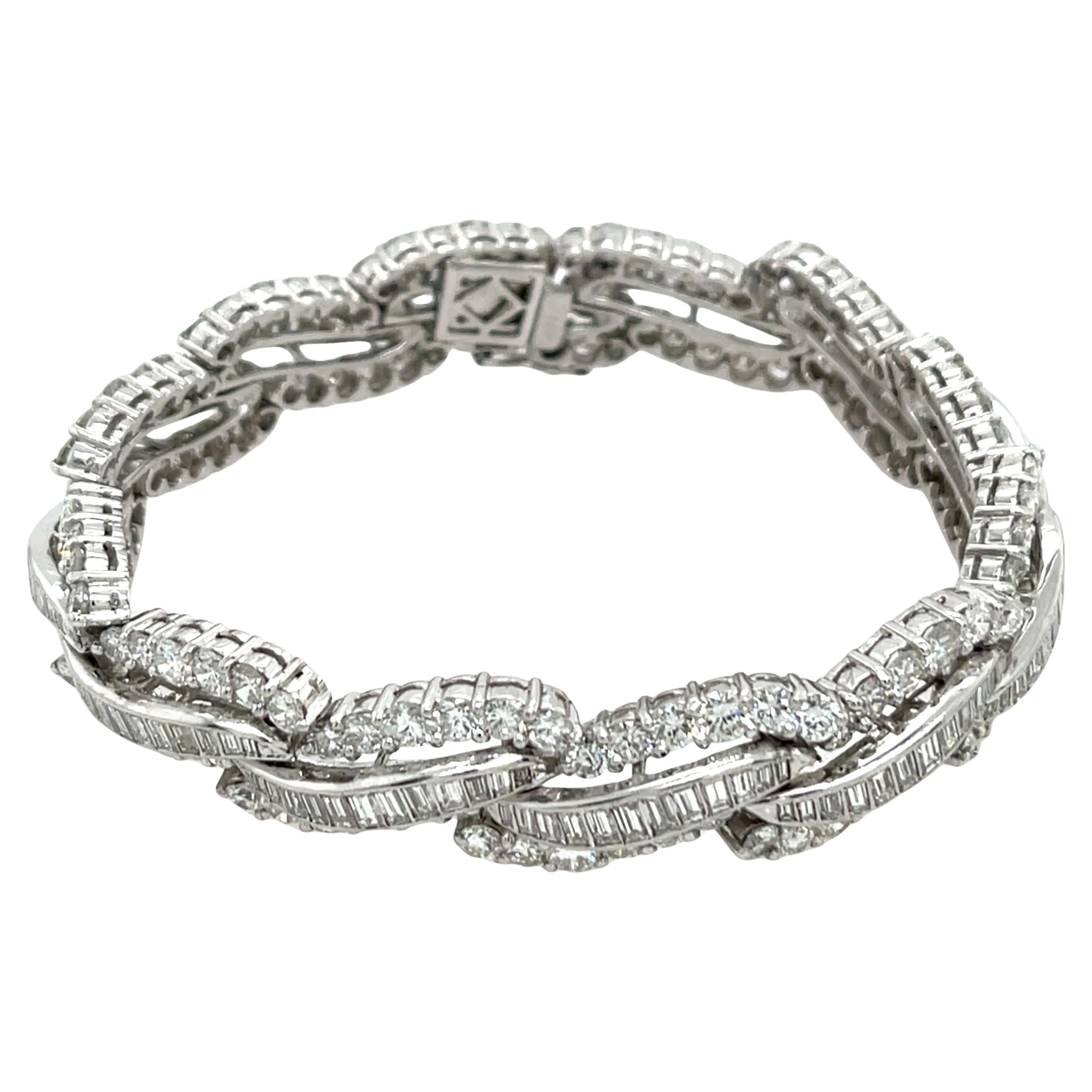 1950-1960' Diamond Bracelet 12.0ct Set In Platinum
