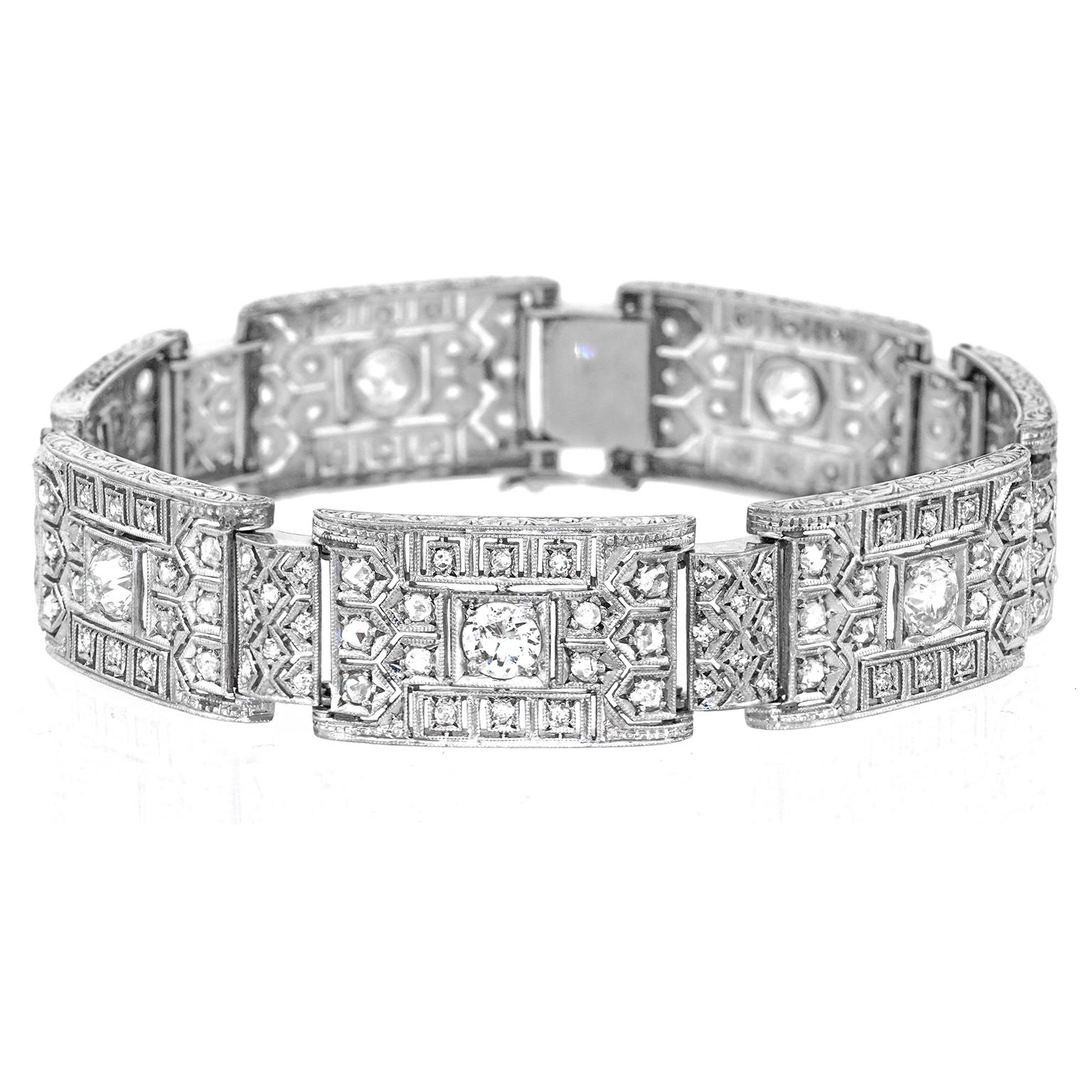 Art Deco Diamond Bracelet 18k c1920s Germany For Sale 7