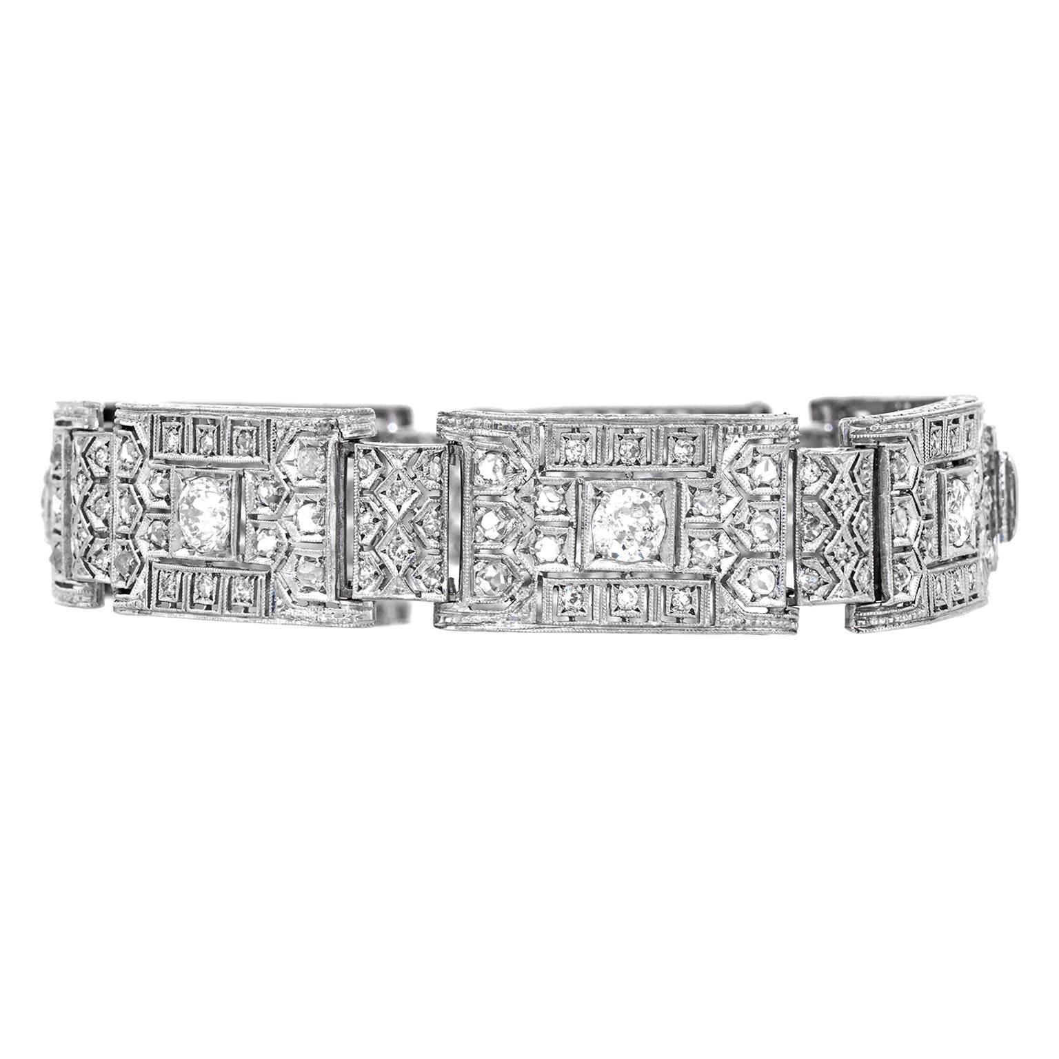 Art Deco Diamond Bracelet 18k c1920s Germany For Sale 9