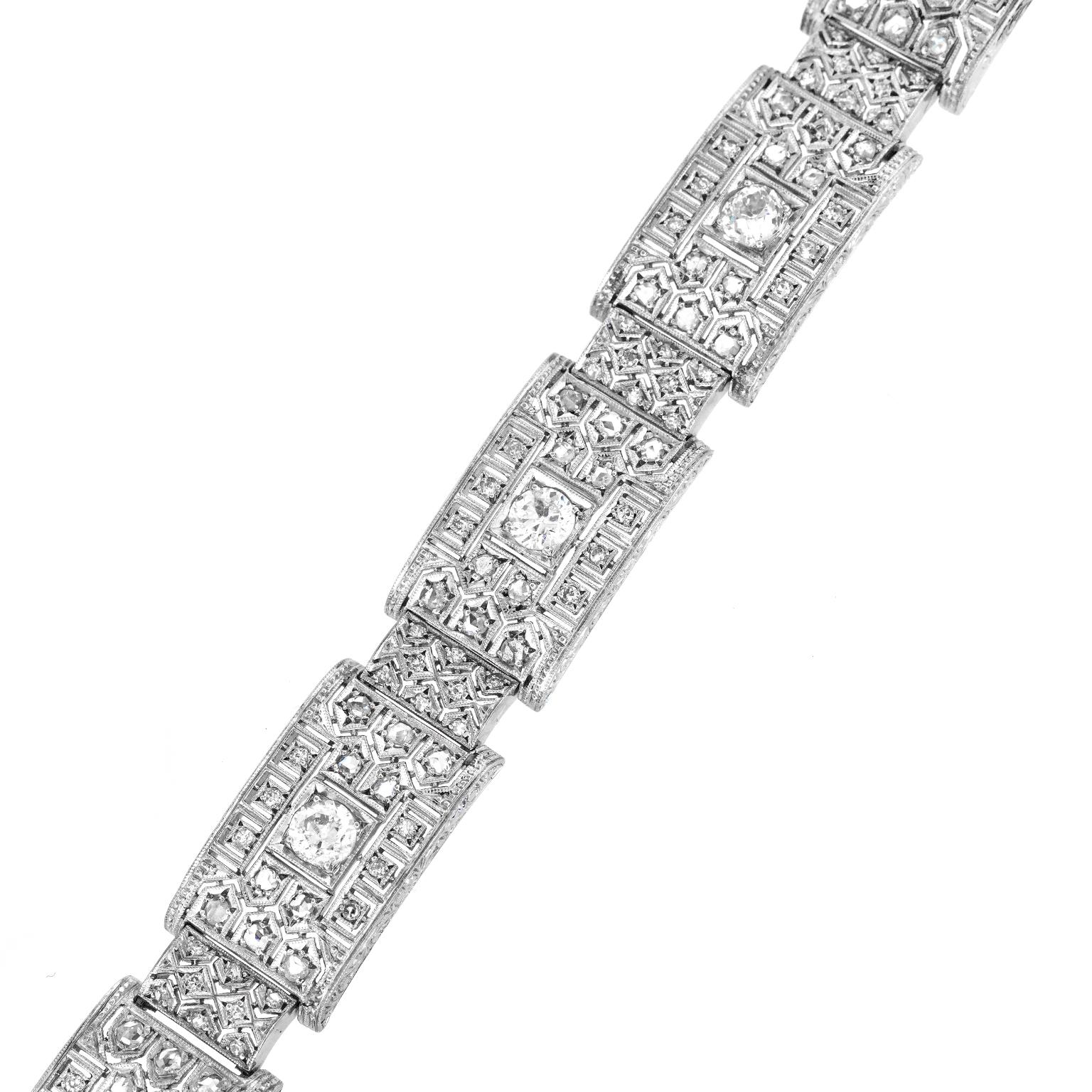 Art Deco Diamond Bracelet 18k c1920s Germany For Sale 2