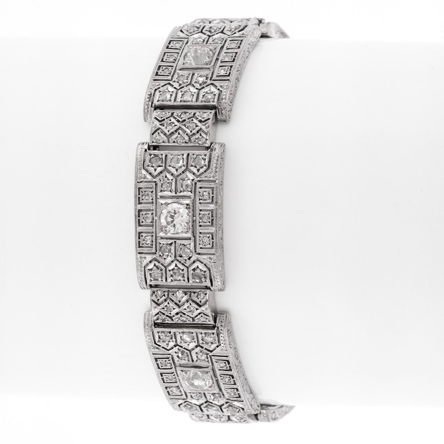 Art Deco Diamond Bracelet 18k c1920s Germany For Sale 4