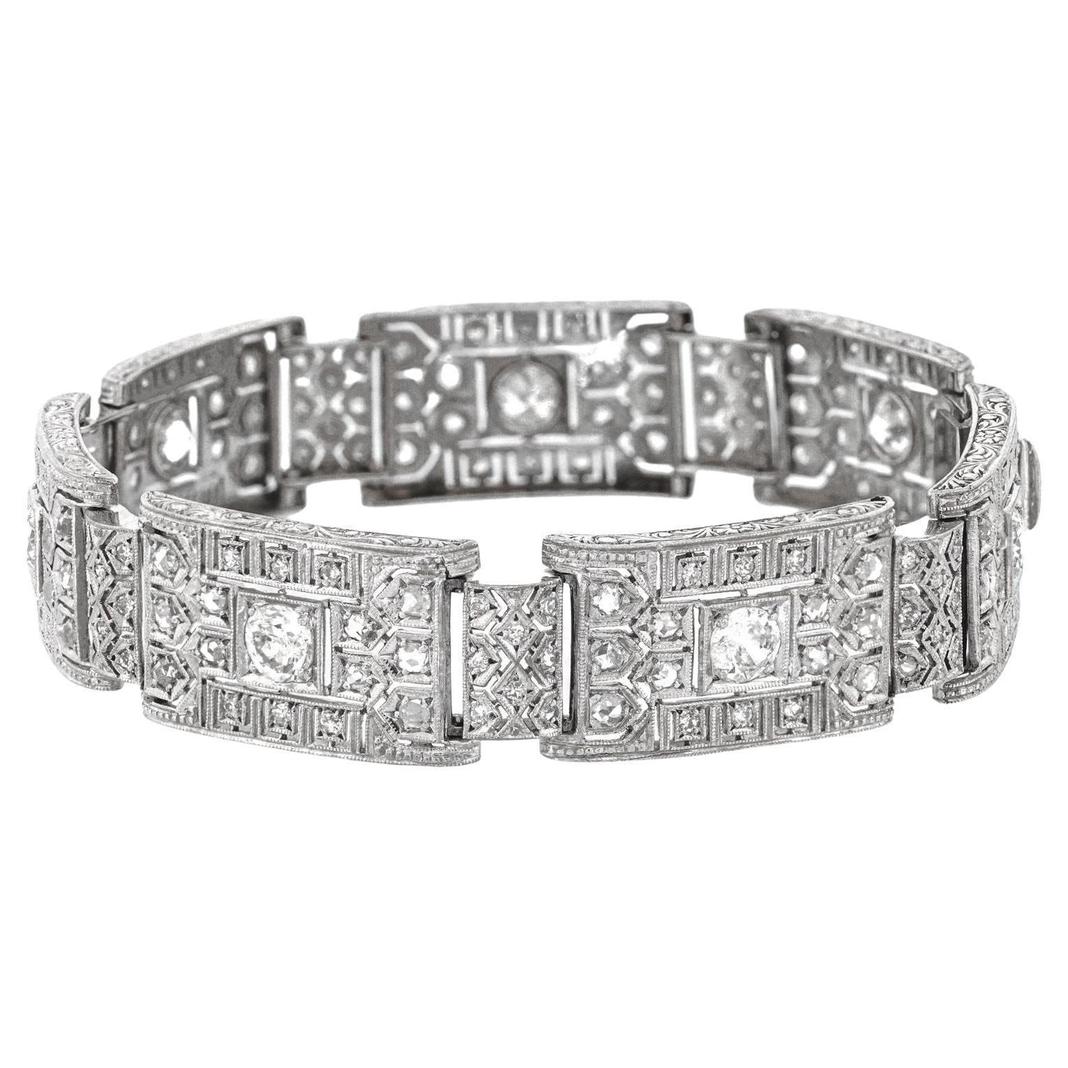 Art Deco Diamond Bracelet 18k c1920s Germany For Sale