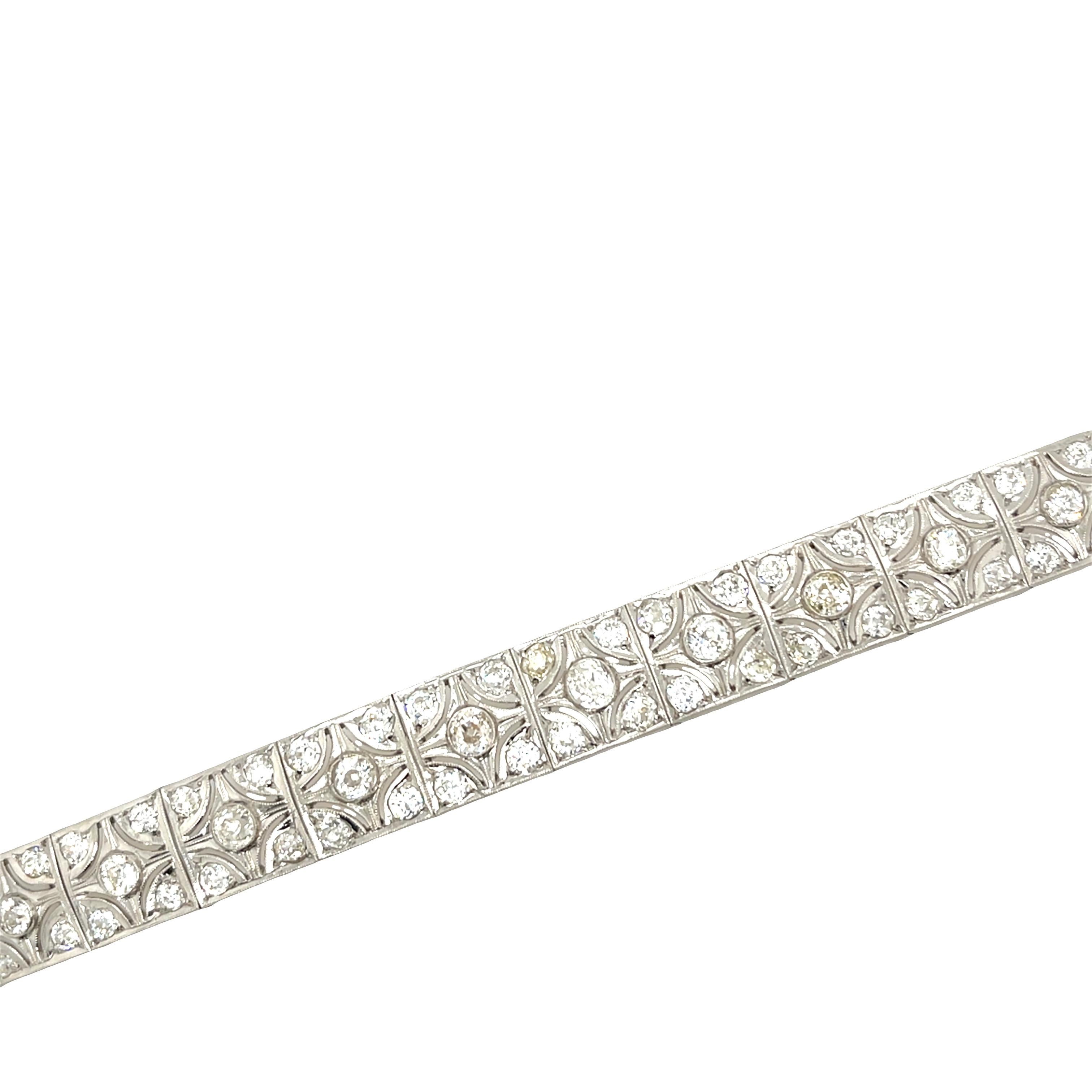 Rose Cut Art Deco Diamond Bracelet 8.0ct Set In Platinum For Sale