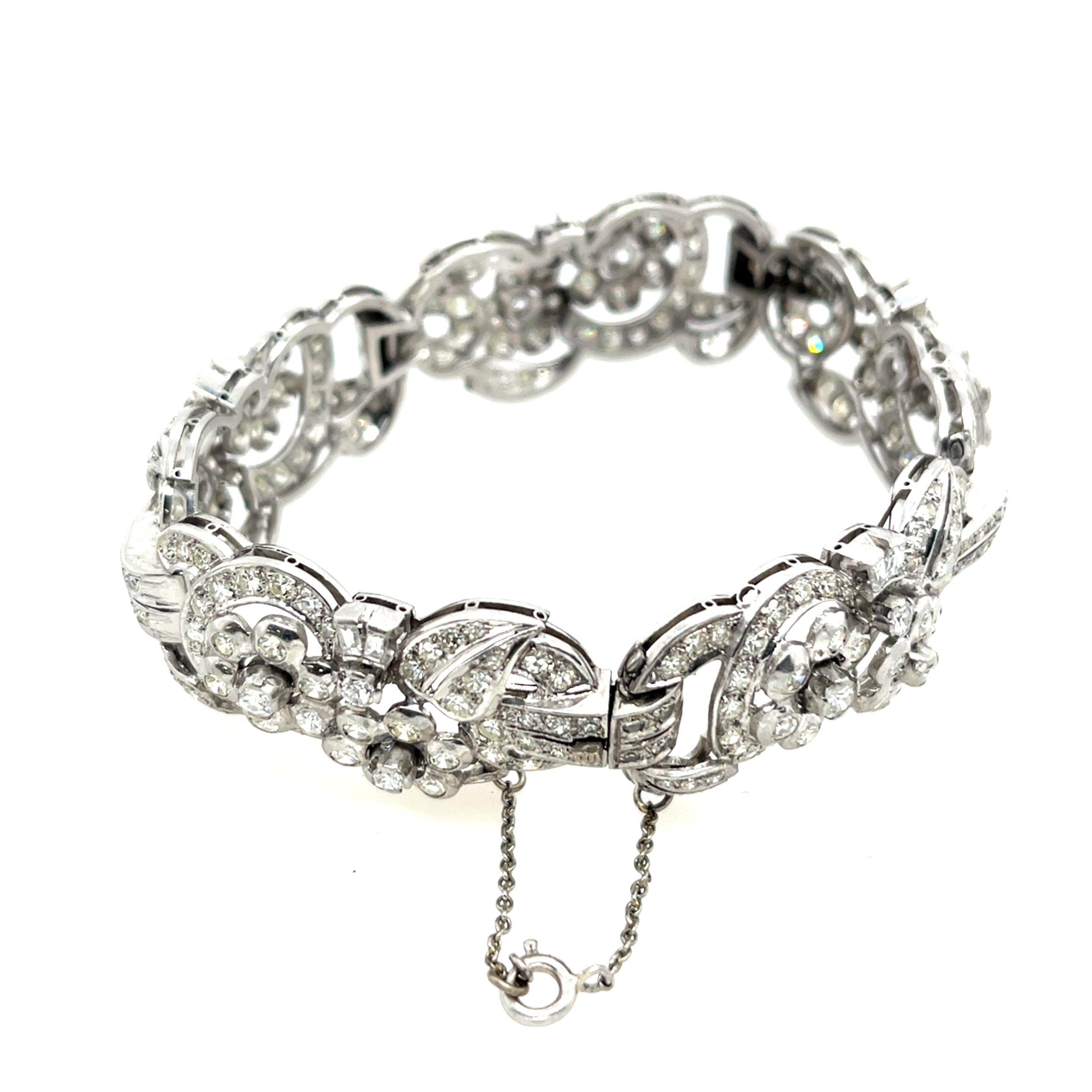 Round Cut Art Deco Diamond Bracelet 8.10ct Set In Platinum