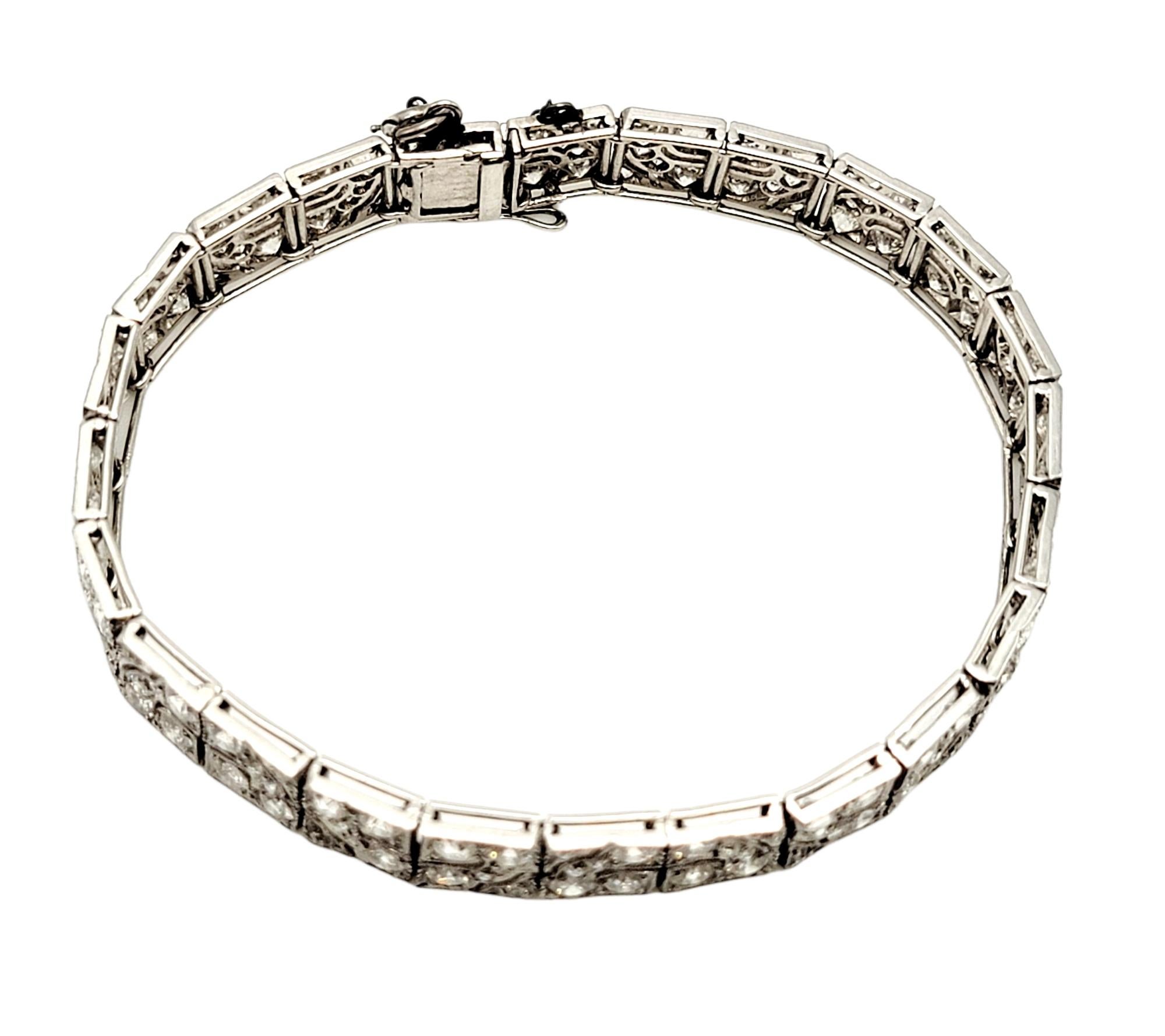 Women's Art Deco Diamond Bracelet 8.40 Carats Old European Cut Diamonds Geometric Design