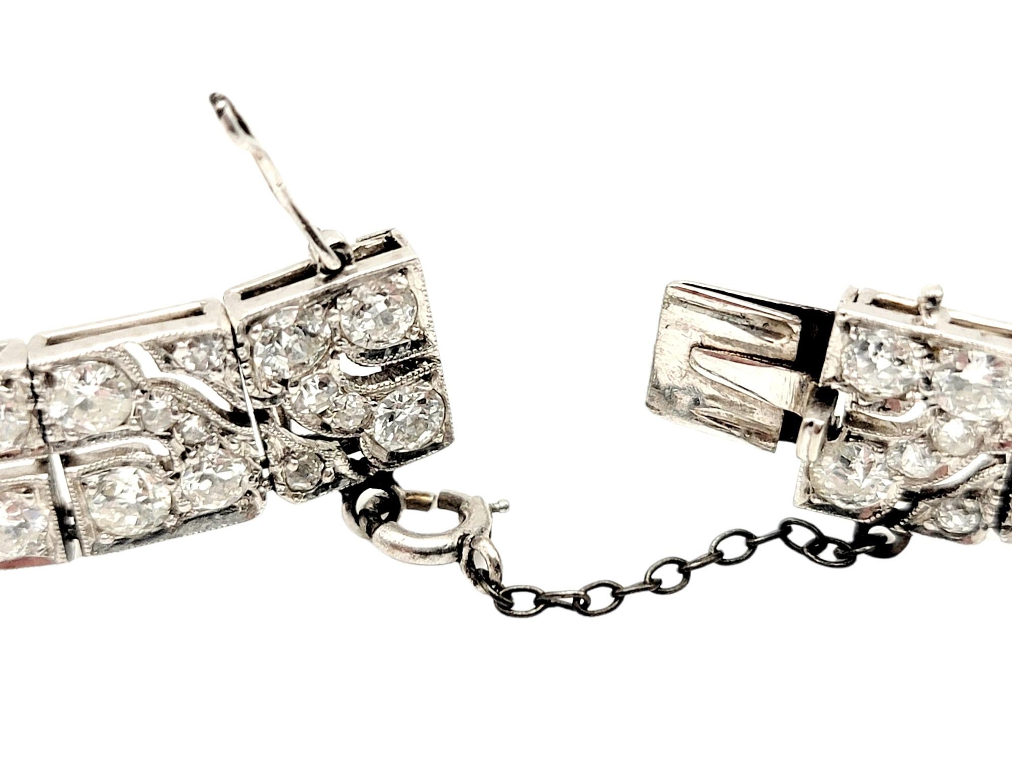 Art Deco Diamond Bracelet 8.40 Carats Old European Cut Diamonds Geometric Design 4
