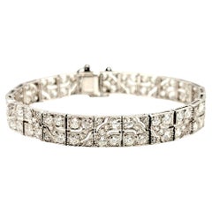 Antique Art Deco Diamond Bracelet 8.40 Carats Old European Cut Diamonds Geometric Design
